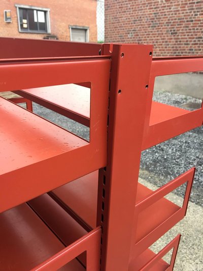 Grande scaffale modulare bifacciale in ferro laccato 1970/1980 circa