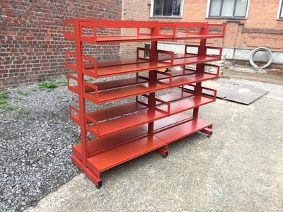 Grande scaffale modulare bifacciale in ferro laccato 1970/1980 circa