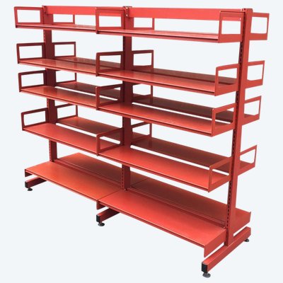 Grande scaffale modulare bifacciale in ferro laccato 1970/1980 circa