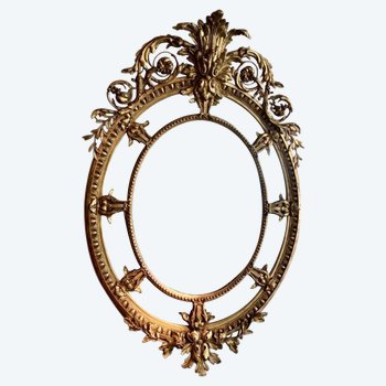 Wood and Gilded Stucco Mirror, 19th Century