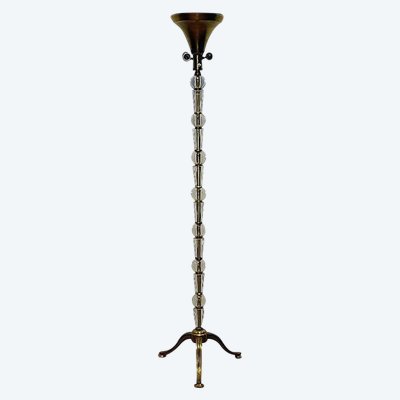 Maison Baguès, Lampada da terra in vetro e metallo Circa 1960