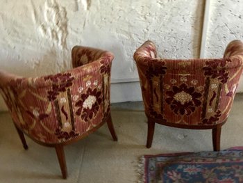 Coppia di poltrone imbottite in stile Art Nouveau, XX secolo