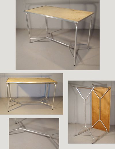 Tavolo in alluminio Art Déco modernista, circa 1930/1950