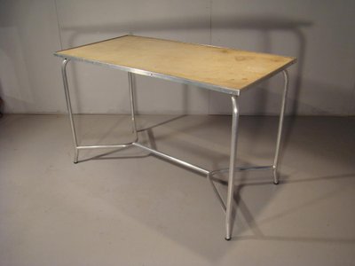 Tavolo in alluminio Art Déco modernista, circa 1930/1950