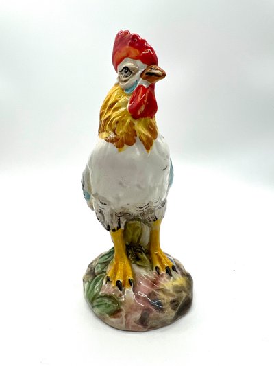 Pair of Polychrome Earthenware Roosters - Manufacture de Bassano - XXth century