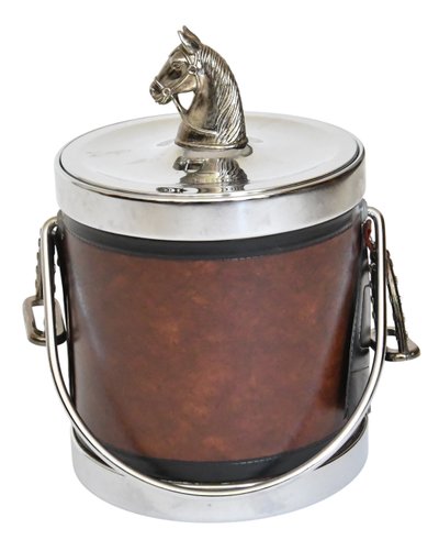 Equestrian horse-themed ice bucket, vintage 1970s