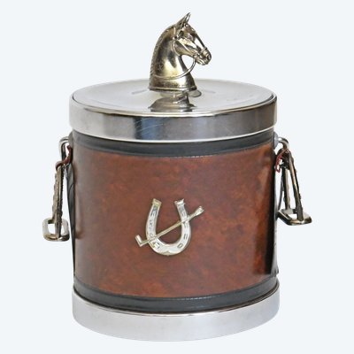 Equestrian horse-themed ice bucket, vintage 1970s