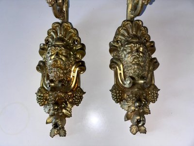 Pair of Louis XIV style sconces in chased ormolu Decorated with mascaron ( bacchus )