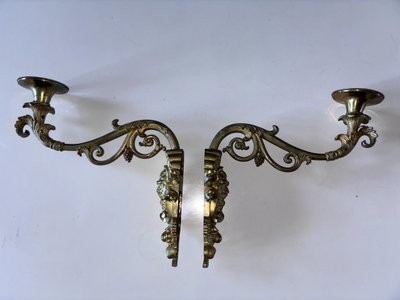 Pair of Louis XIV style sconces in chased ormolu Decorated with mascaron ( bacchus )