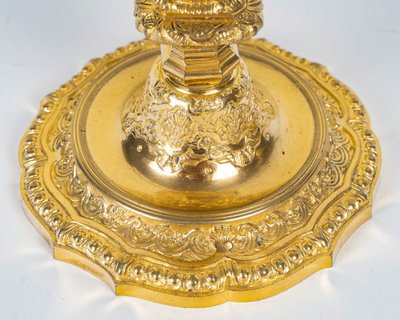 Henri Picard - Pair of French Regence Style Gilt Bronze Candlesticks, circa 1850