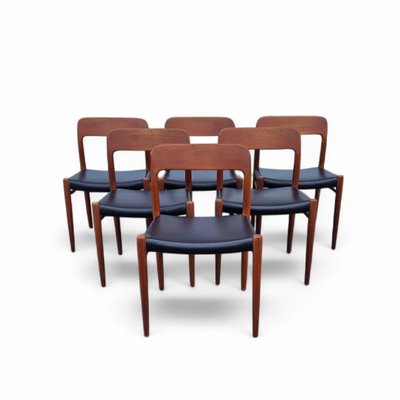 Series Of Six Solid Teak Chairs, Mod. 75, Niels O'moller