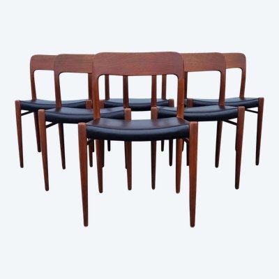 Series Of Six Solid Teak Chairs, Mod. 75, Niels O'moller