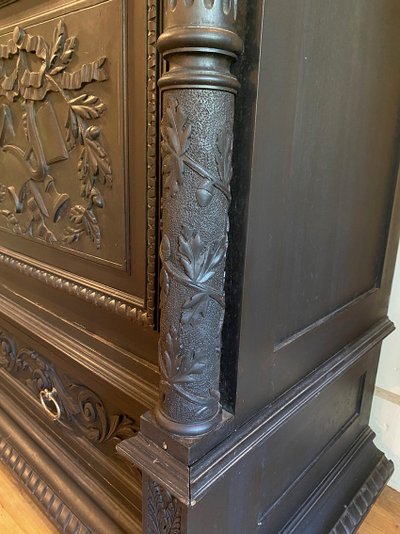 Very large blackened pearwood bookcase, Napoleon III period