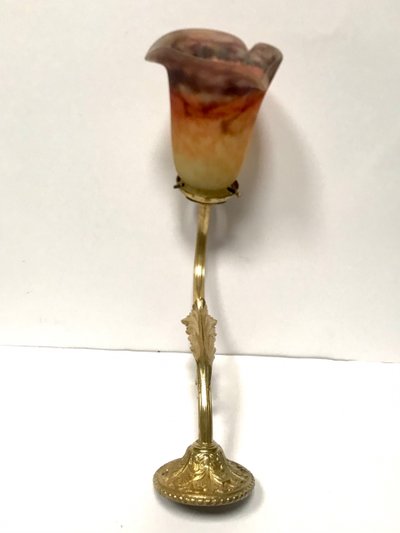 Applique murale en bronze doré Art-nouveau abat-jour en pâte de verre  signé Muller Frères 
