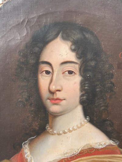 Ovales Frauenporträt aus dem 18. Jahrhundert Catherine De Pothieres Öl auf Leinwand H 73 Cm