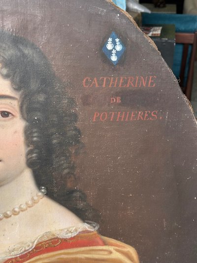 Ovales Frauenporträt aus dem 18. Jahrhundert Catherine De Pothieres Öl auf Leinwand H 73 Cm