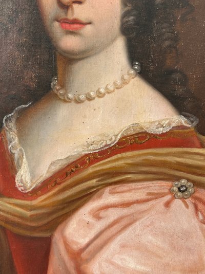 Ovales Frauenporträt aus dem 18. Jahrhundert Catherine De Pothieres Öl auf Leinwand H 73 Cm