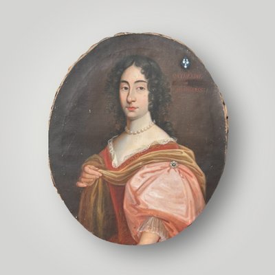 Ovales Frauenporträt aus dem 18. Jahrhundert Catherine De Pothieres Öl auf Leinwand H 73 Cm