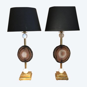 Pair Of "fossil" Lamps, 20th Century