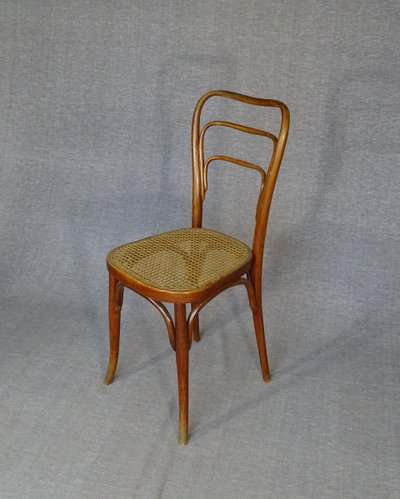 Set of 4 Bistrot 3/4 chairs from 1910 with cane seats Thonet / Kohn