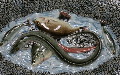 Barbotine plate, Palissy style, 19th century