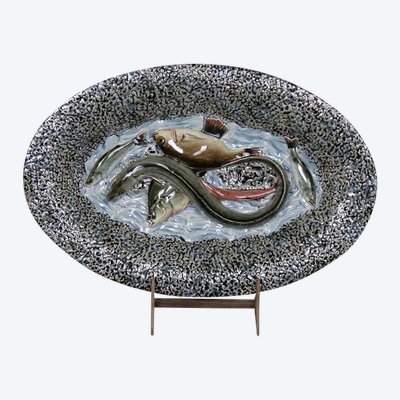 Barbotine plate, Palissy style, 19th century