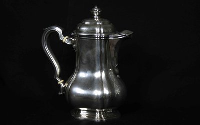 Served in solid silver tea, coffee and sugar pot