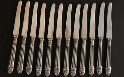 12 dessert knives thicket solid silver