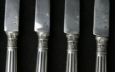 12 dessert knives thicket solid silver