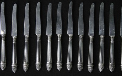 12 dessert knives thicket solid silver