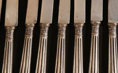 12 dessert knives thicket solid silver