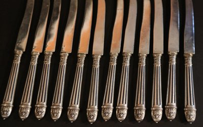 12 dessert knives thicket solid silver