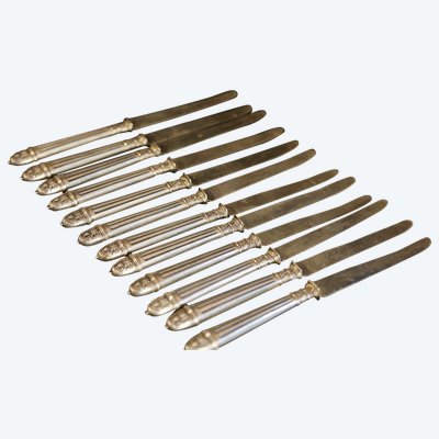 12 dessert knives thicket solid silver