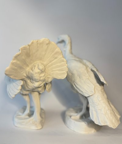 Couple of turkeys in porcelain bisque - Mariano Benlliure - Santa Clara de Vigo