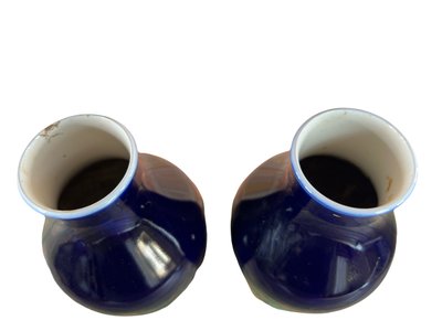 Coppia di vasi in porcellana - Manufacture de Sèvres - Blu intenso - Fine XIX/inizio XX secolo