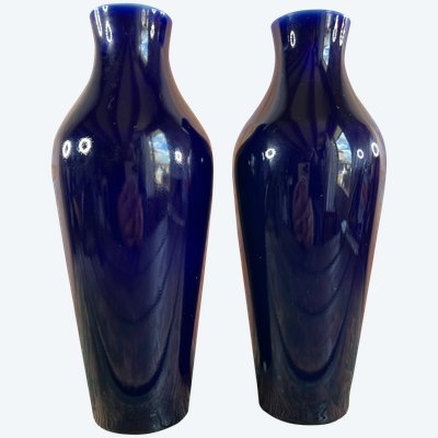 Coppia di vasi in porcellana - Manufacture de Sèvres - Blu intenso - Fine XIX/inizio XX secolo