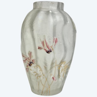 Montjoye - Legras Vase Triboulet mit Alpenveilchen-Dekor