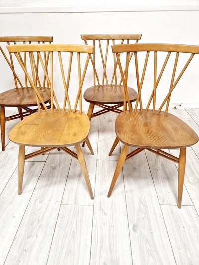 4 Ercol dining chairs with chandelier backs