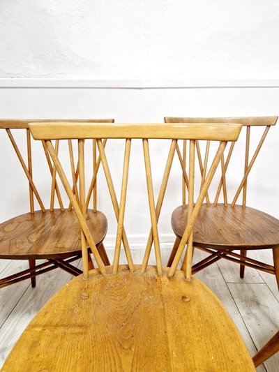 4 Ercol dining chairs with chandelier backs