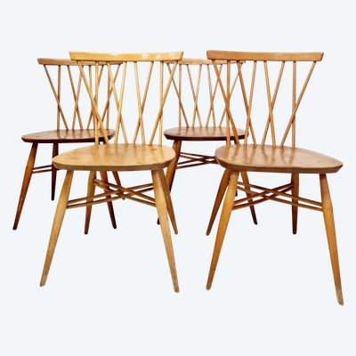 4 Ercol dining chairs with chandelier backs