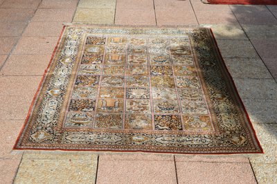 Carpet from Iran - Ghom in silk on silk, box pattern
