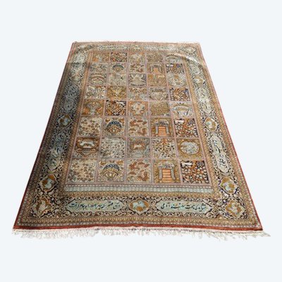 Carpet from Iran - Ghom in silk on silk, box pattern
