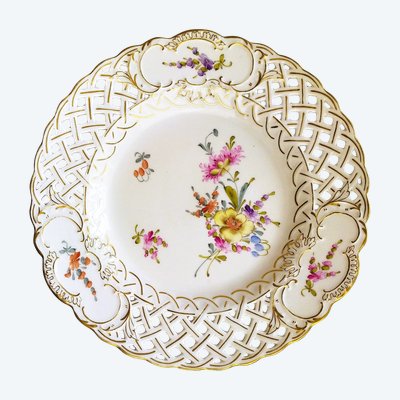 Openwork Plate Hand Painted Porcelain Saxony Hermann Ohme Germany Tableware