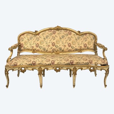Sofa in lacquered and gilded wood, Lombardy, 18th century