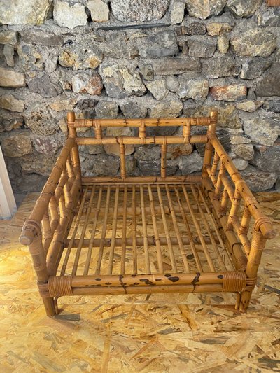 Vivai Del Sud Ensemble de salon en rotin Canapé 2 fauteuils et 1 table basse