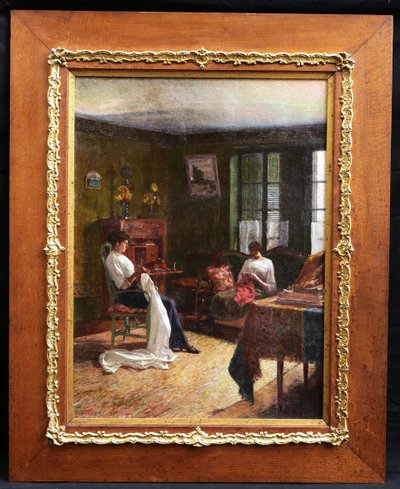 François FORICHON, Zwei nähende Frauen in einem Interieur