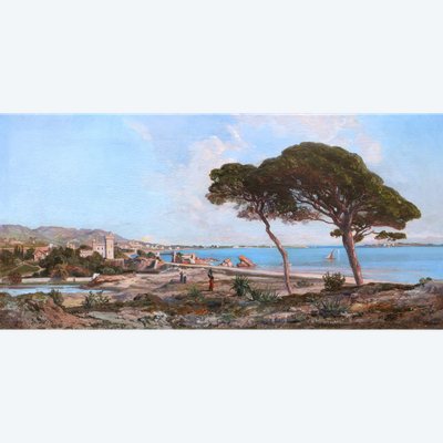 Henri-Arthur BONNEFOY, Landscape in the Bay of Cannes