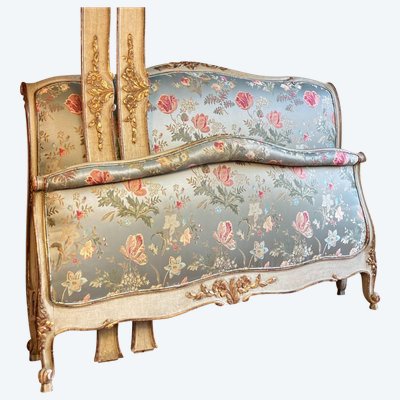 Lit double en soie Louis XV