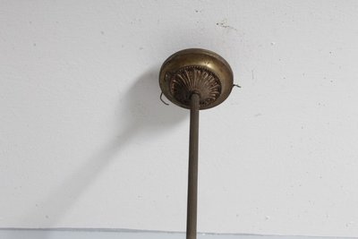 Antique chandelier liberty 1930 opaline glass and bronze . mis h 95 diameter cm 25