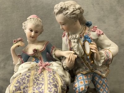 Late 19th century cookie porcelain subject, romantic group